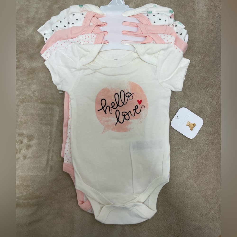 Rene Rofe Hello Love Bodysuit 5 Pack Set 6-9 Months